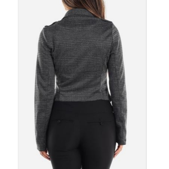 *size M left!* Gray Printed Zippered Moto Jacket - Picture 3 of 3